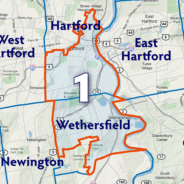 Map of the First Senate Disctrict.