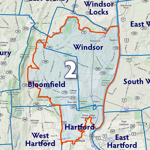 Map of the Second Senate Disctrict.