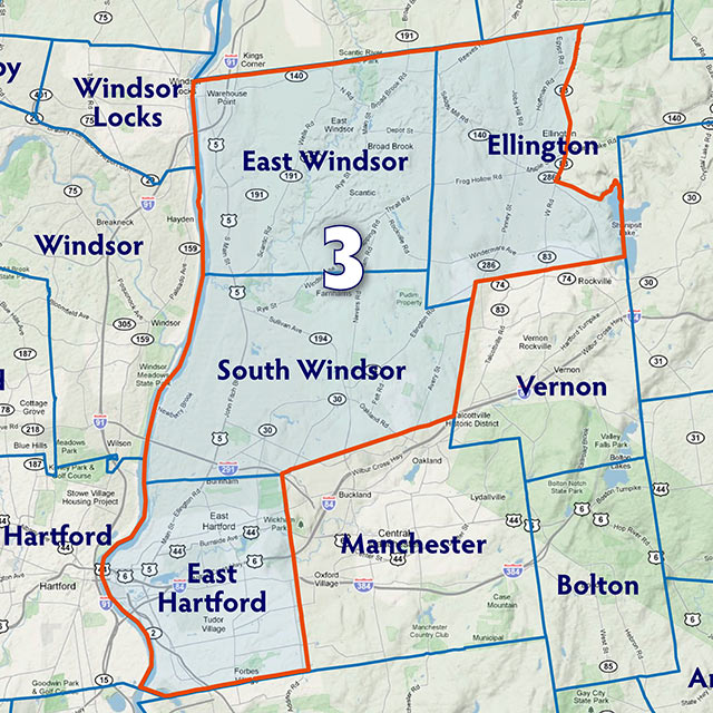 Map of the Third Senate Disctrict.