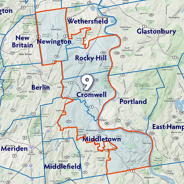 Map of the Ninth Senate Disctrict.