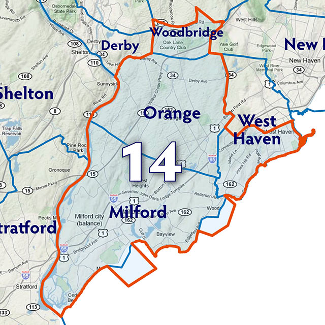 Map of the Fourteenth Senate Disctrict.