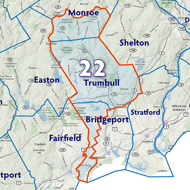 Map of the Twenty-second Senate Disctrict.