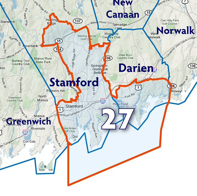 Map of the Twenty-seventh Senate Disctrict.